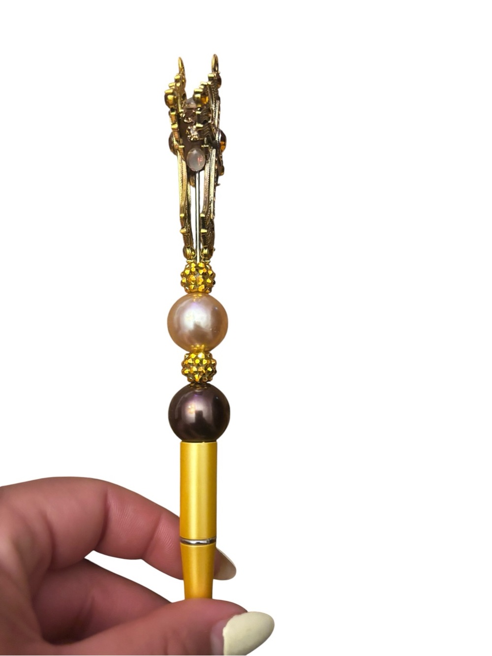 Gold Cross Beaded Pen Handmade By AB INKS HANDMADE EXPRESSIONS - Picture 5 of 5